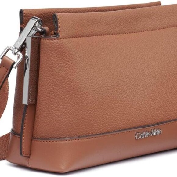 Bianca Vegan Leather Crossbody Bag Caramel Womens Travel Organizer - Picture 5 of 5